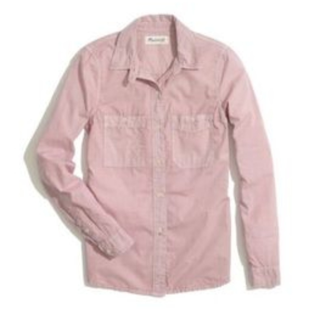 Madewell Blush Pink 100% Washed Cotton Boyshirt Long Sleeve Button Front Shirt M